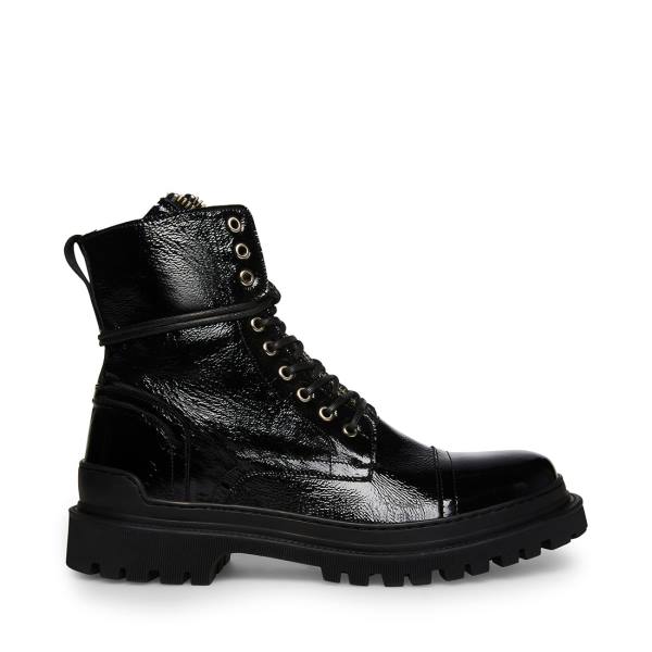 Steve Madden Guard Patent Men\'s Boots Black | SM-789EF