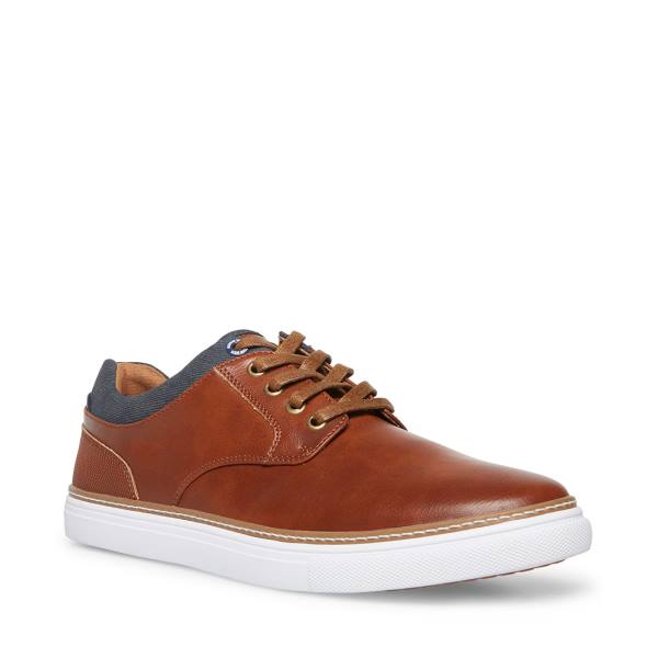 Steve Madden Gully Tan Leather Men's Sneakers Brown | SM-018ZQ