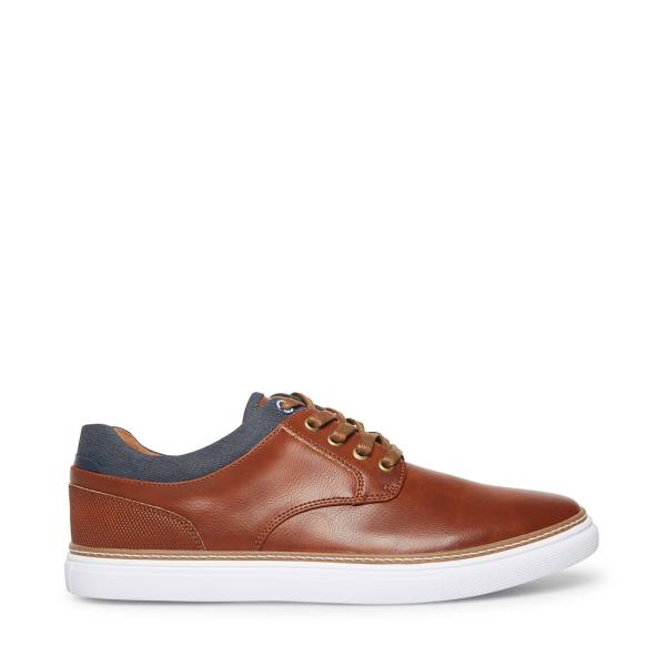 Steve Madden Gully Tan Leather Men\'s Sneakers Brown | SM-018ZQ