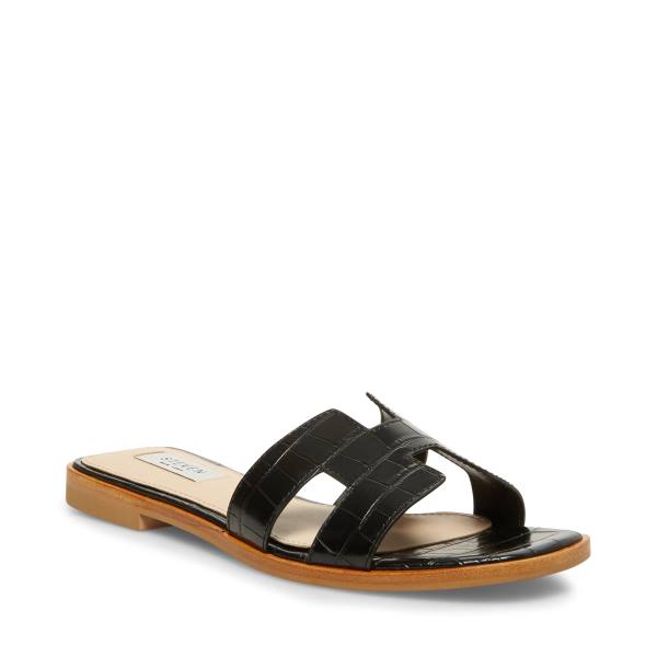 Steve Madden Hadyn Crocodile Women's Sandals Black | SM-462IQ