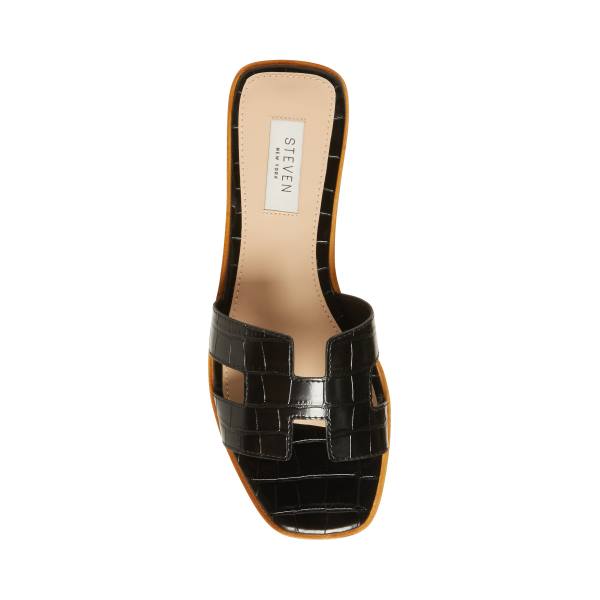 Steve Madden Hadyn Crocodile Women's Sandals Black | SM-462IQ