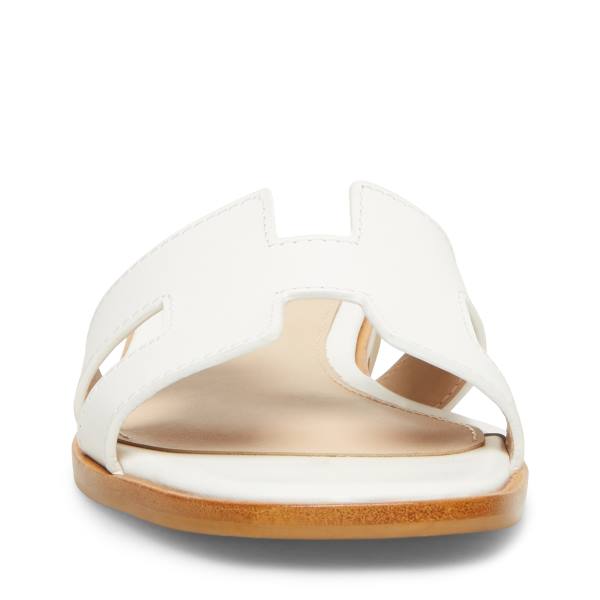 Steve Madden Hadyn Leather Women's Sandals White | SM-817GX