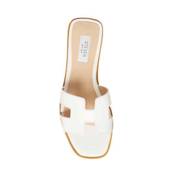 Steve Madden Hadyn Leather Women's Sandals White | SM-817GX