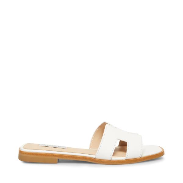 Steve Madden Hadyn Leather Women\'s Sandals White | SM-817GX