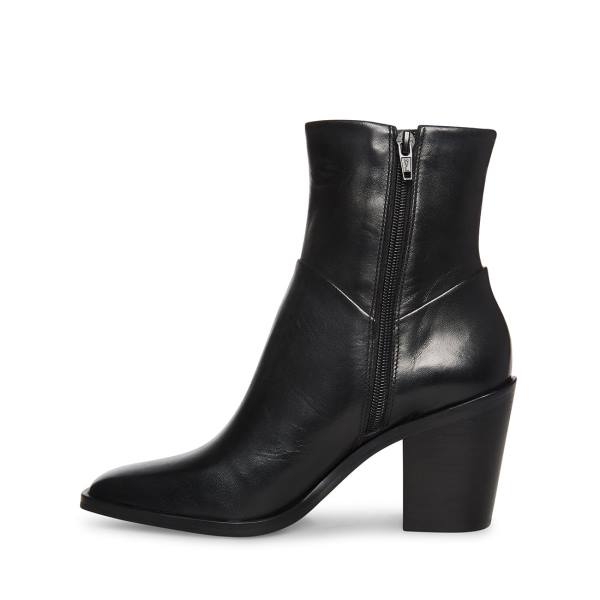 Steve Madden Harmen Leather Women's Booties Black | SM-721QD