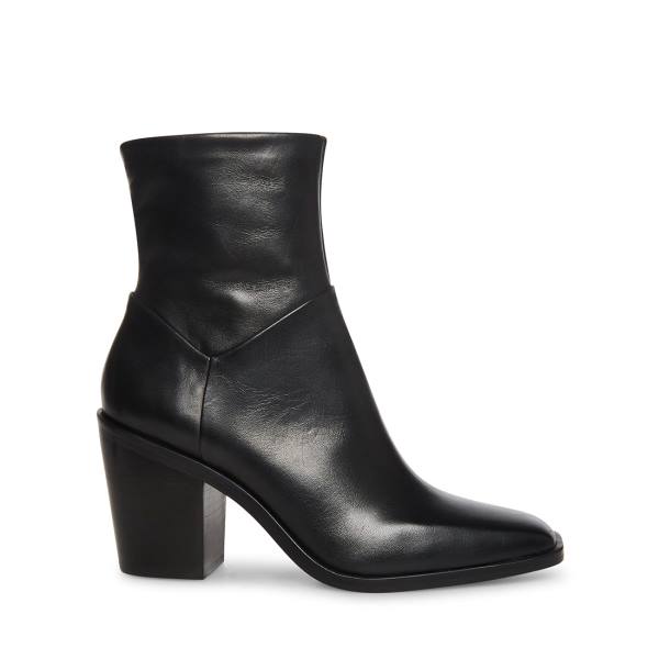 Steve Madden Harmen Leather Women\'s Booties Black | SM-721QD