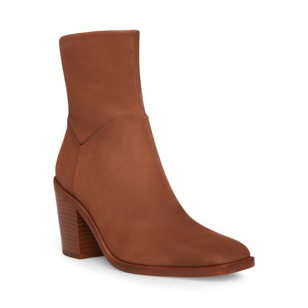 Steve Madden Harmen Nubuck Women's Booties Brown | SM-068JI