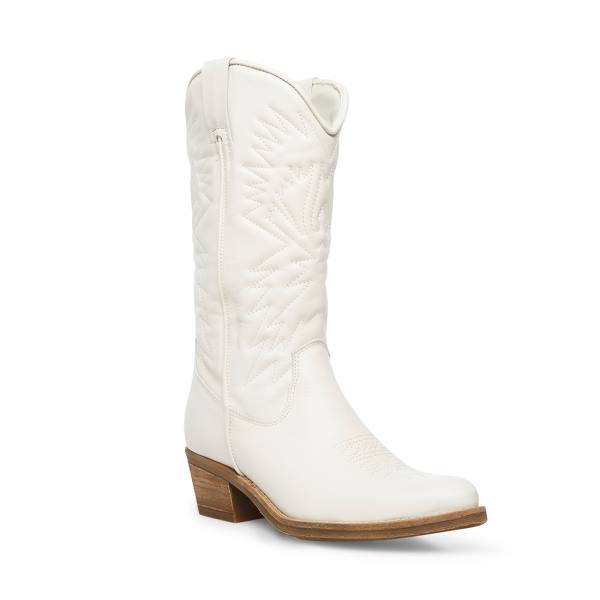 Steve Madden Hayward Leather Women's Boots White | SM-123GJ