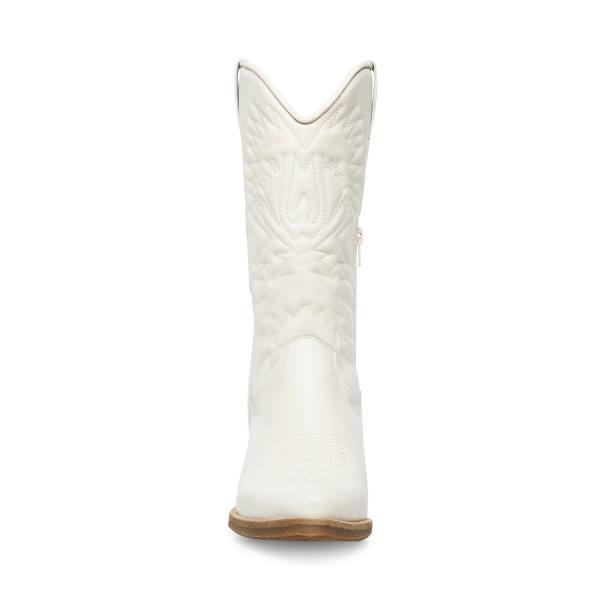 Steve Madden Hayward Leather Women's Boots White | SM-123GJ