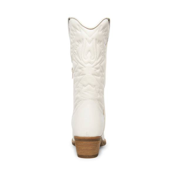 Steve Madden Hayward Leather Women's Boots White | SM-123GJ