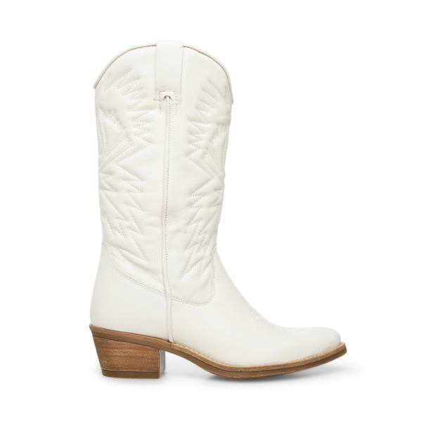 Steve Madden Hayward Leather Women\'s Boots White | SM-123GJ