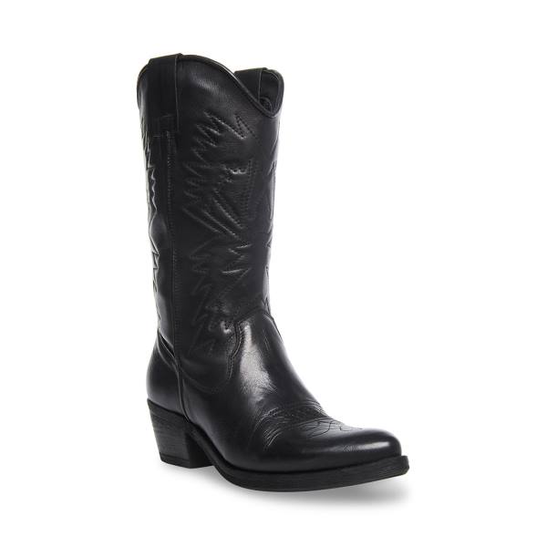 Steve Madden Hayward Leather Women's Boots Black | SM-157ZE