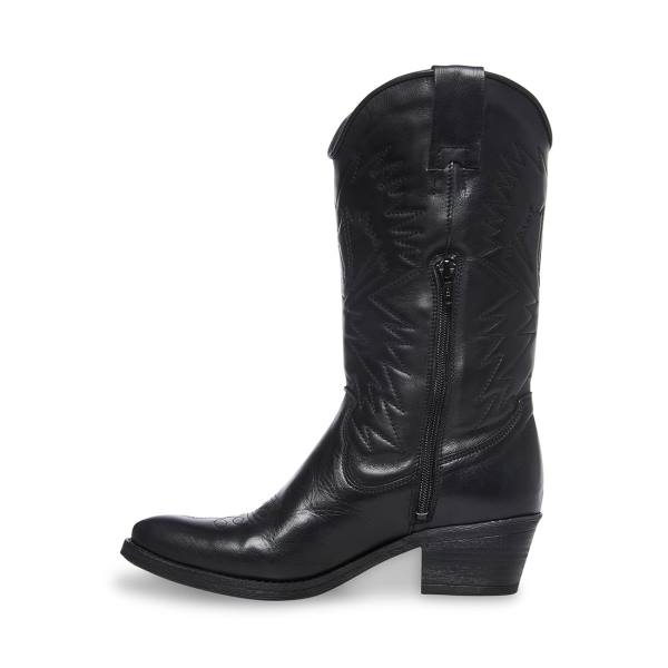 Steve Madden Hayward Leather Women's Boots Black | SM-157ZE