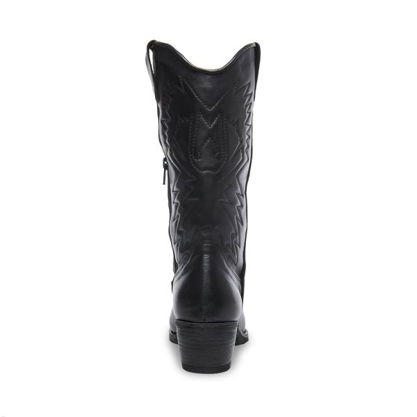 Steve Madden Hayward Leather Women's Boots Black | SM-157ZE