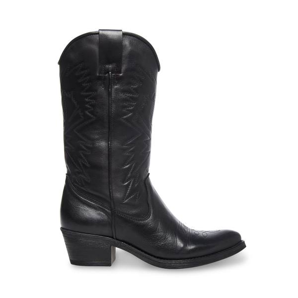 Steve Madden Hayward Leather Women\'s Boots Black | SM-157ZE