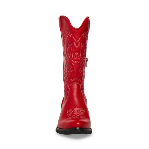 Steve Madden Hayward Leather Women's Boots Red | SM-587XT