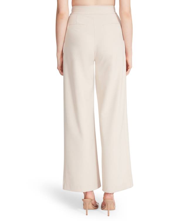 Steve Madden High Waisted Trouser Ivory Women's Bottoms White | SM-951HI