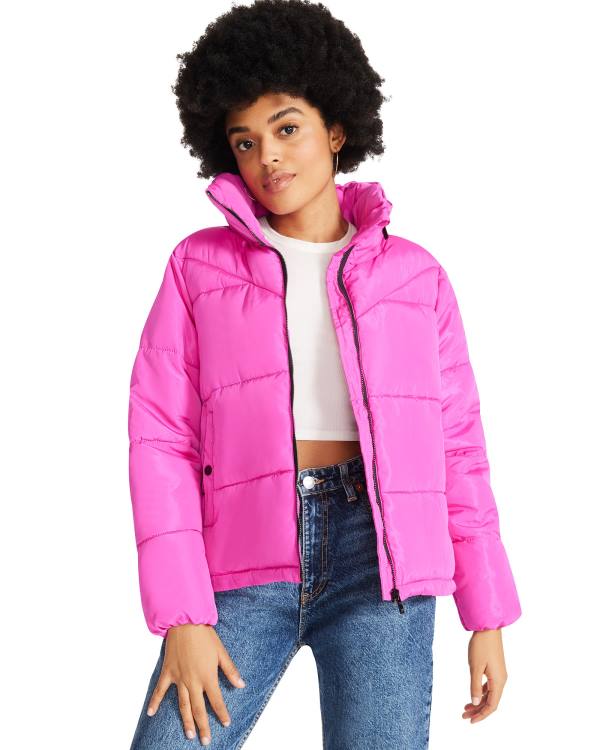 Steve Madden Hot Puffer Women's Jackets Pink | SM-943YH