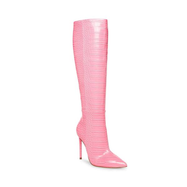 Steve Madden Idina Crocodile Women's Boots Pink | SM-389OH