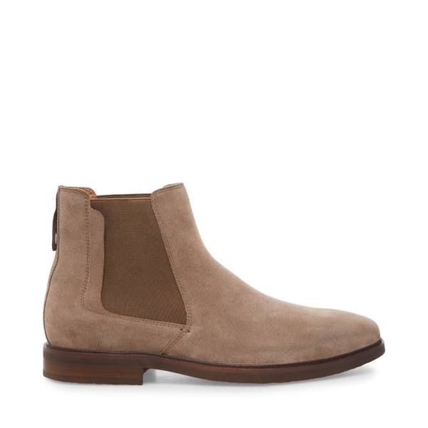 Steve Madden Insider Taupe Suede Men\'s Boots Grey Brown | SM-104AS