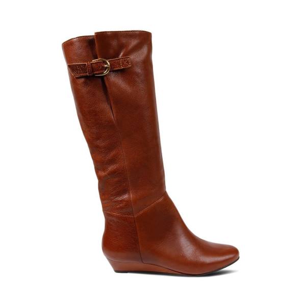 Steve Madden Intyce Cognac Leather Women\'s Boots Brown | SM-842GF