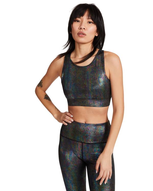 Steve Madden Iridescent Sports Bra Women's Tops Black | SM-741ES