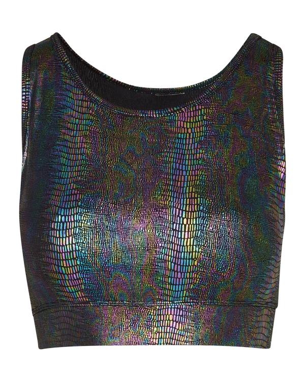 Steve Madden Iridescent Sports Bra Women's Tops Black | SM-741ES