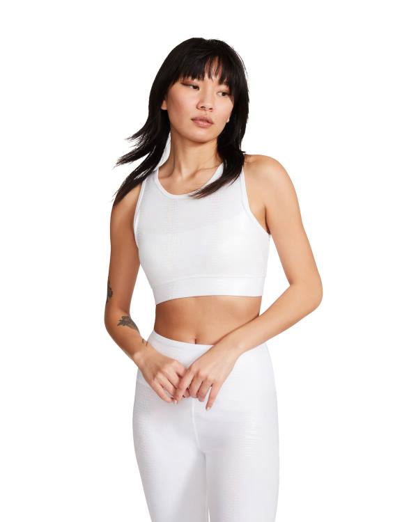 Steve Madden Iridescent Sports Bra Women's Tops White | SM-942CP