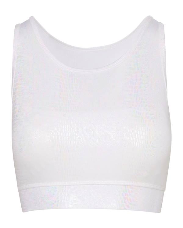 Steve Madden Iridescent Sports Bra Women's Tops White | SM-942CP