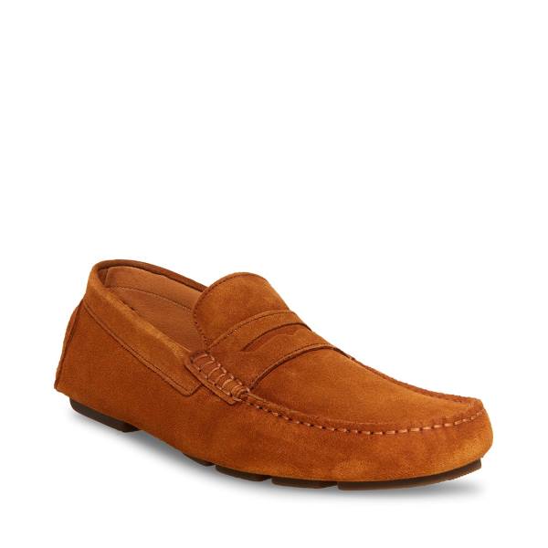 Steve Madden Italo Cognac Suede Men's Loafers Brown | SM-064BG