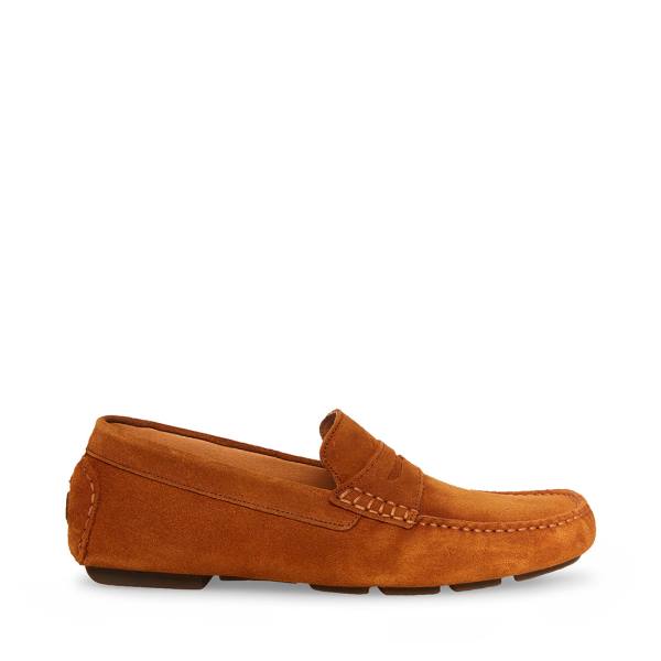 Steve Madden Italo Cognac Suede Men\'s Loafers Brown | SM-064BG