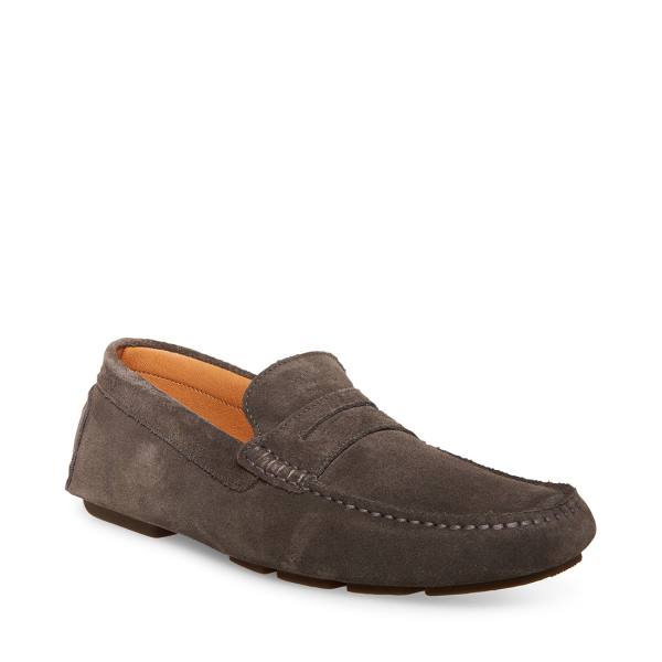 Steve Madden Italo Suede Men's Loafers Dark Grey | SM-391TF