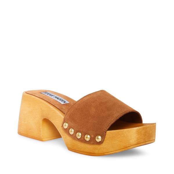 Steve Madden Izzy Suede Women's Sandals Brown | SM-637CV