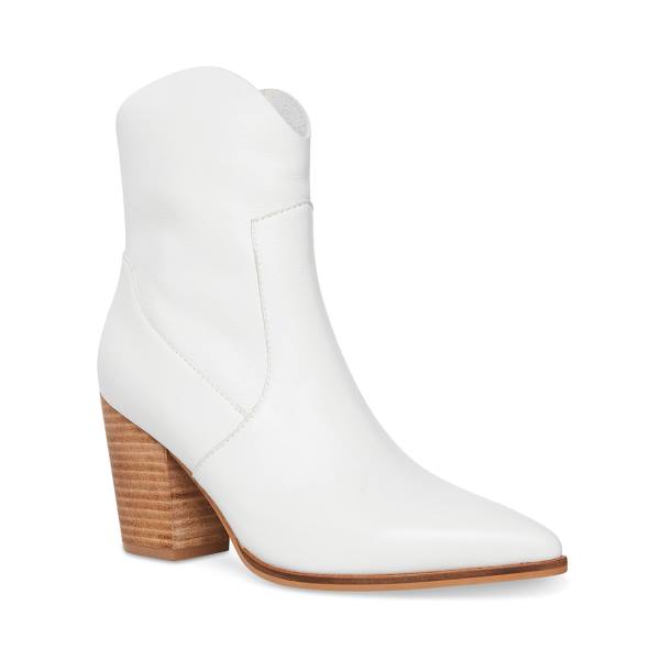 Steve Madden Janetta Leather Women's Booties White | SM-390VG