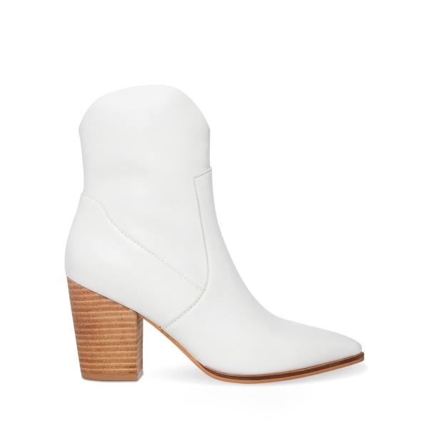 Steve Madden Janetta Leather Women\'s Booties White | SM-390VG