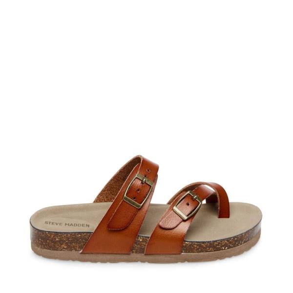 Steve Madden Jbeached Cognac Kids\' Sandals Brown | SM-081BO