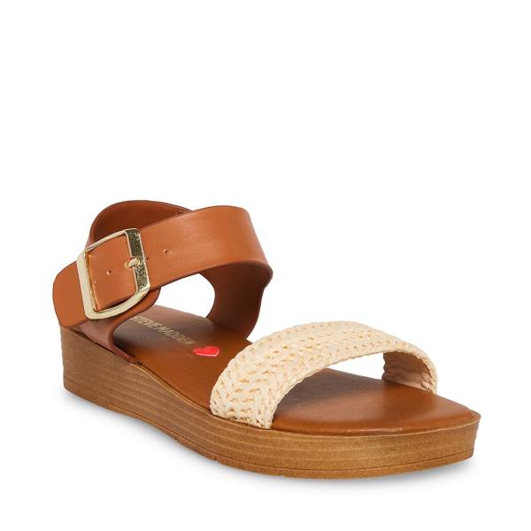 Steve Madden Jdestind Raffia Kids' Sandals Brown | SM-156DC