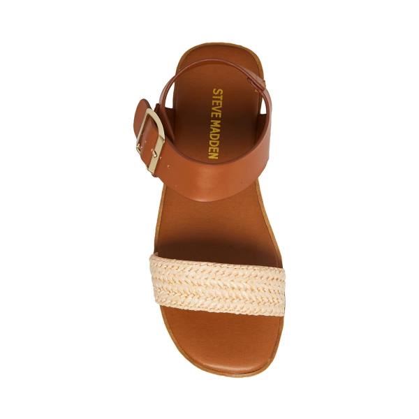 Steve Madden Jdestind Raffia Kids' Sandals Brown | SM-156DC