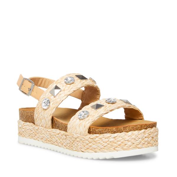 Steve Madden Jgemston Raffia Kids' Sandals Brown | SM-246XL