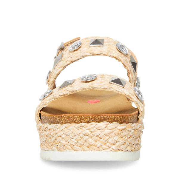 Steve Madden Jgemston Raffia Kids' Sandals Brown | SM-246XL