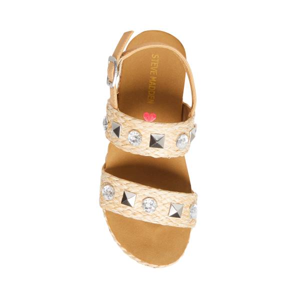 Steve Madden Jgemston Raffia Kids' Sandals Brown | SM-246XL