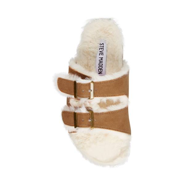 Steve Madden Jleena Cognac Kids' Slippers Brown | SM-206IP