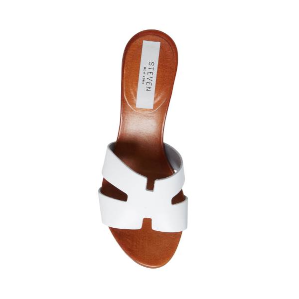 Steve Madden Joya Leather Women's Sandals White | SM-265XG