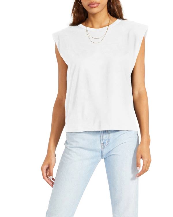 Steve Madden Just Add Boardroom Tank Women\'s Tops White | SM-263BN