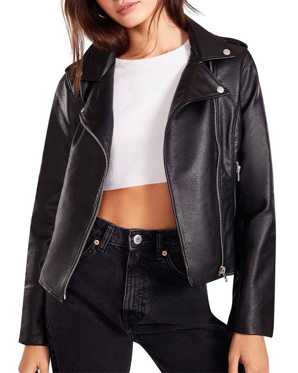 Steve Madden Just Ride Vegan Leather Women's Jackets Black | SM-671SN