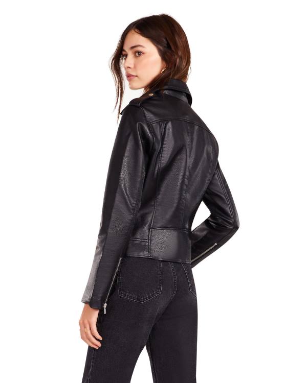 Steve Madden Just Ride Vegan Leather Women's Jackets Black | SM-671SN