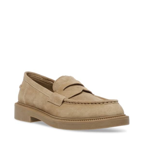 Steve Madden Kallen Sand Suede Women's Loafers Brown | SM-254FL