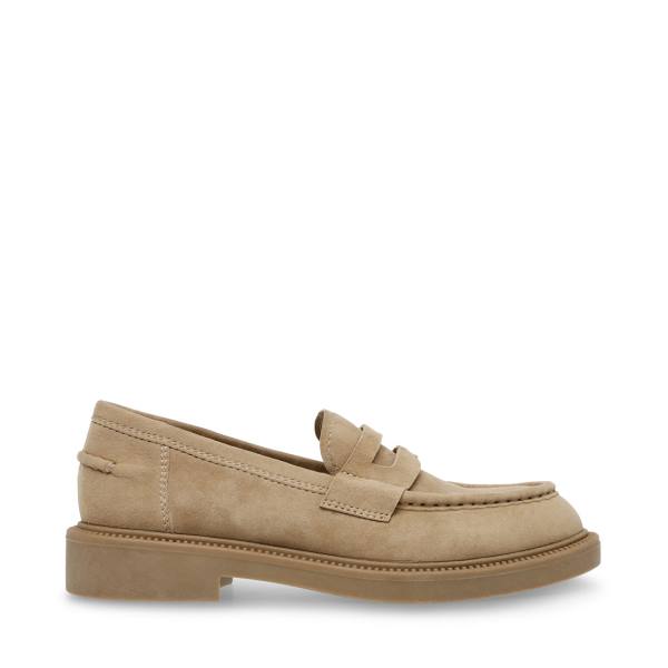 Steve Madden Kallen Sand Suede Women\'s Loafers Brown | SM-254FL