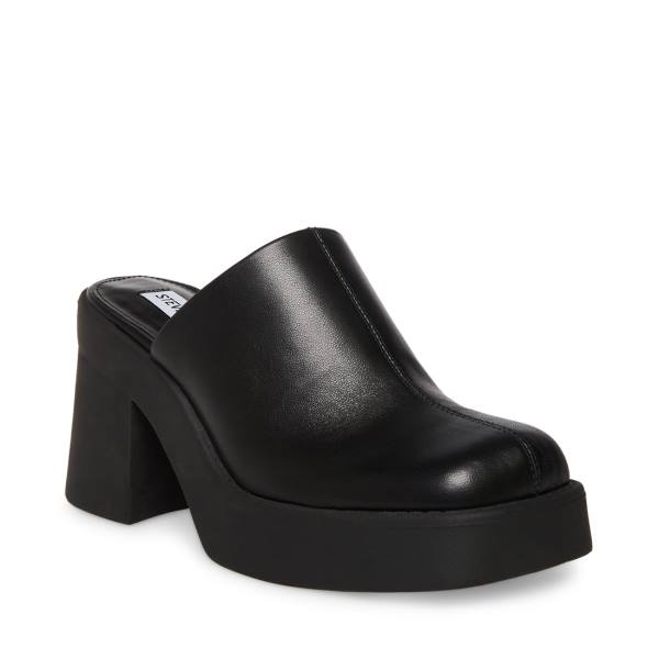 Steve Madden Kam Leather Women's Heels Black | SM-173GH