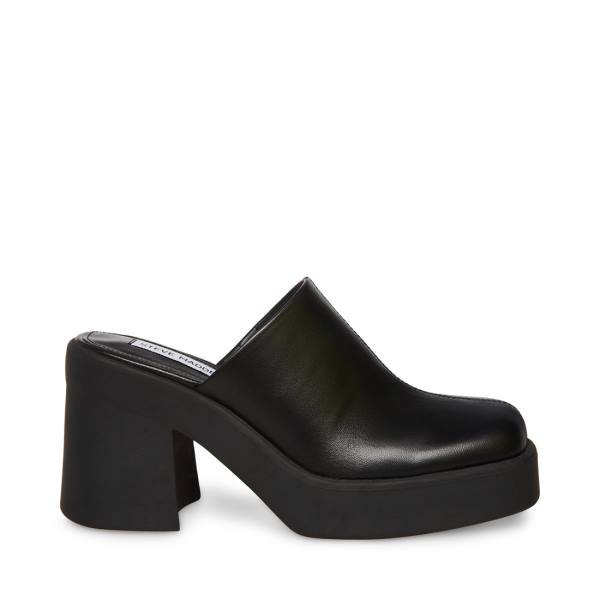 Steve Madden Kam Leather Women\'s Heels Black | SM-173GH